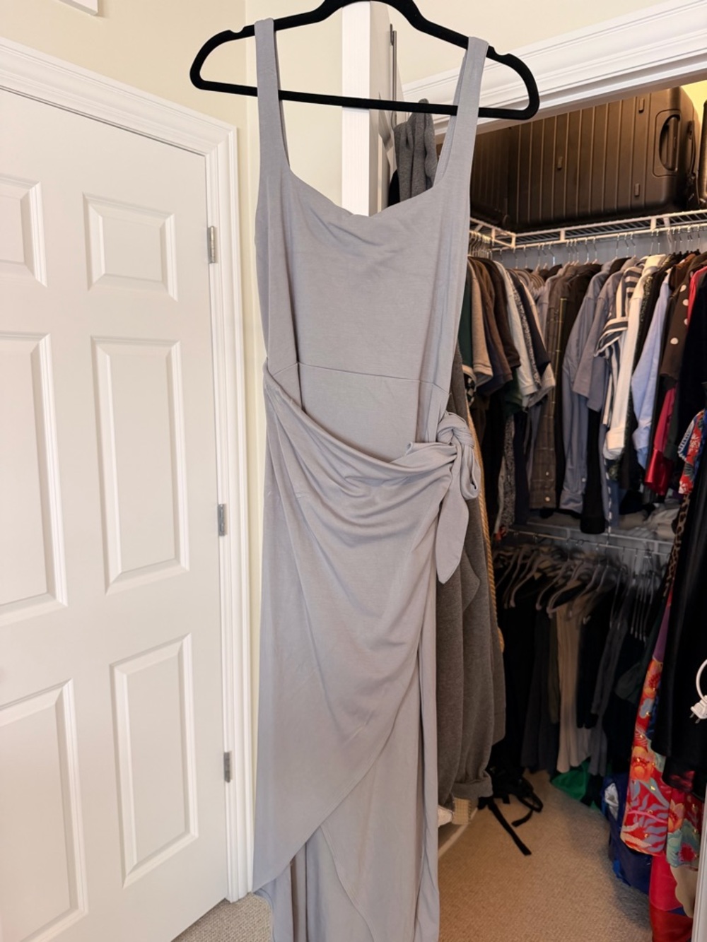 Aritzia Square Neck Tank Grey Midi Dress